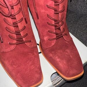 Vince Camuto Burgundy Lace-Up Suede Boots